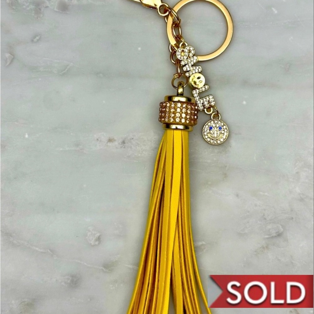 Keychain Bag Charm Bling Charms with Leather Tassel Key Ring and Clasp